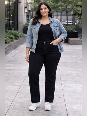 Gloria Vanderbilt Amanda Plus Size High-Rise Straight Leg Black Jeans